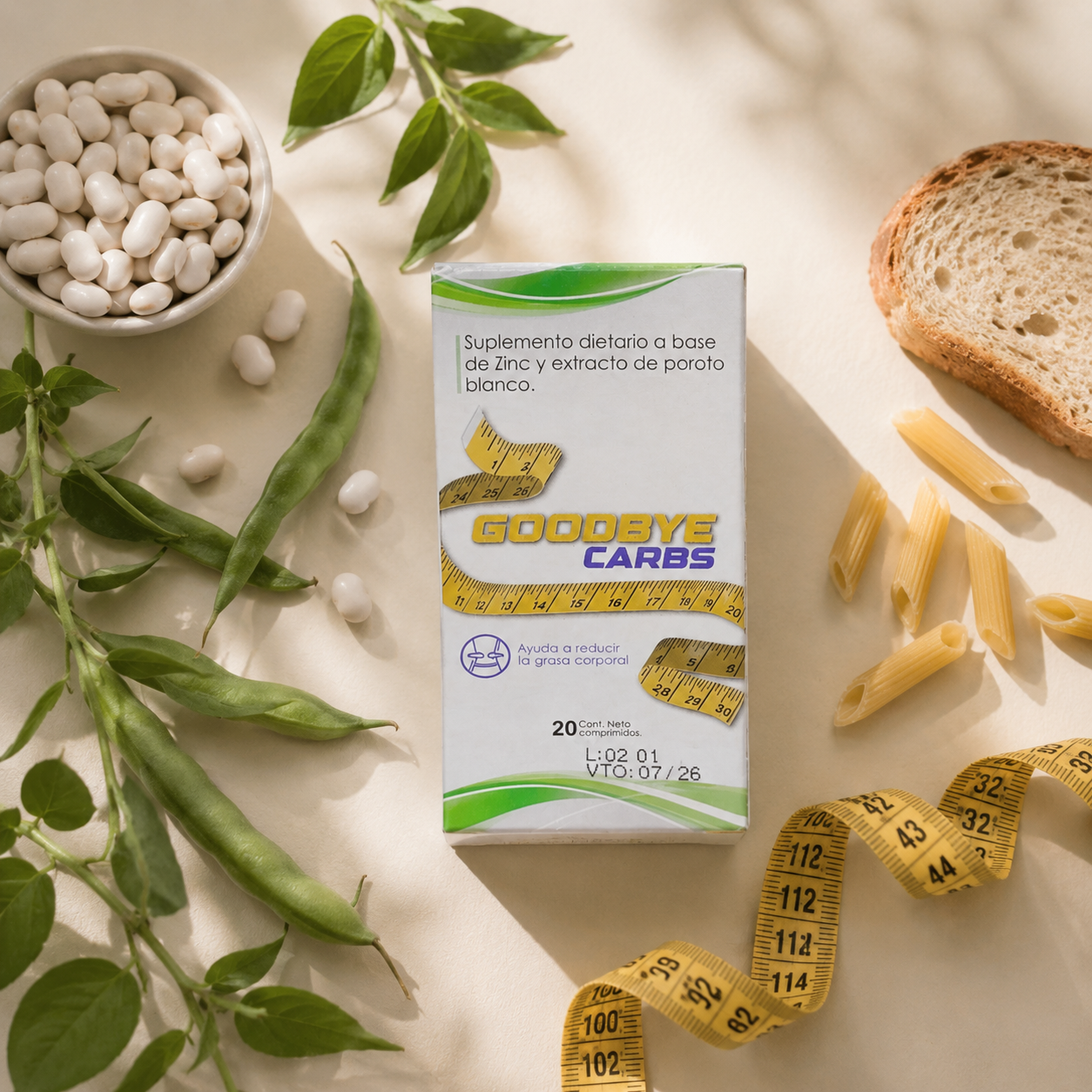 Goodbye Carbs, bloqueador de carbohidratos con poroto blanco y zinc
